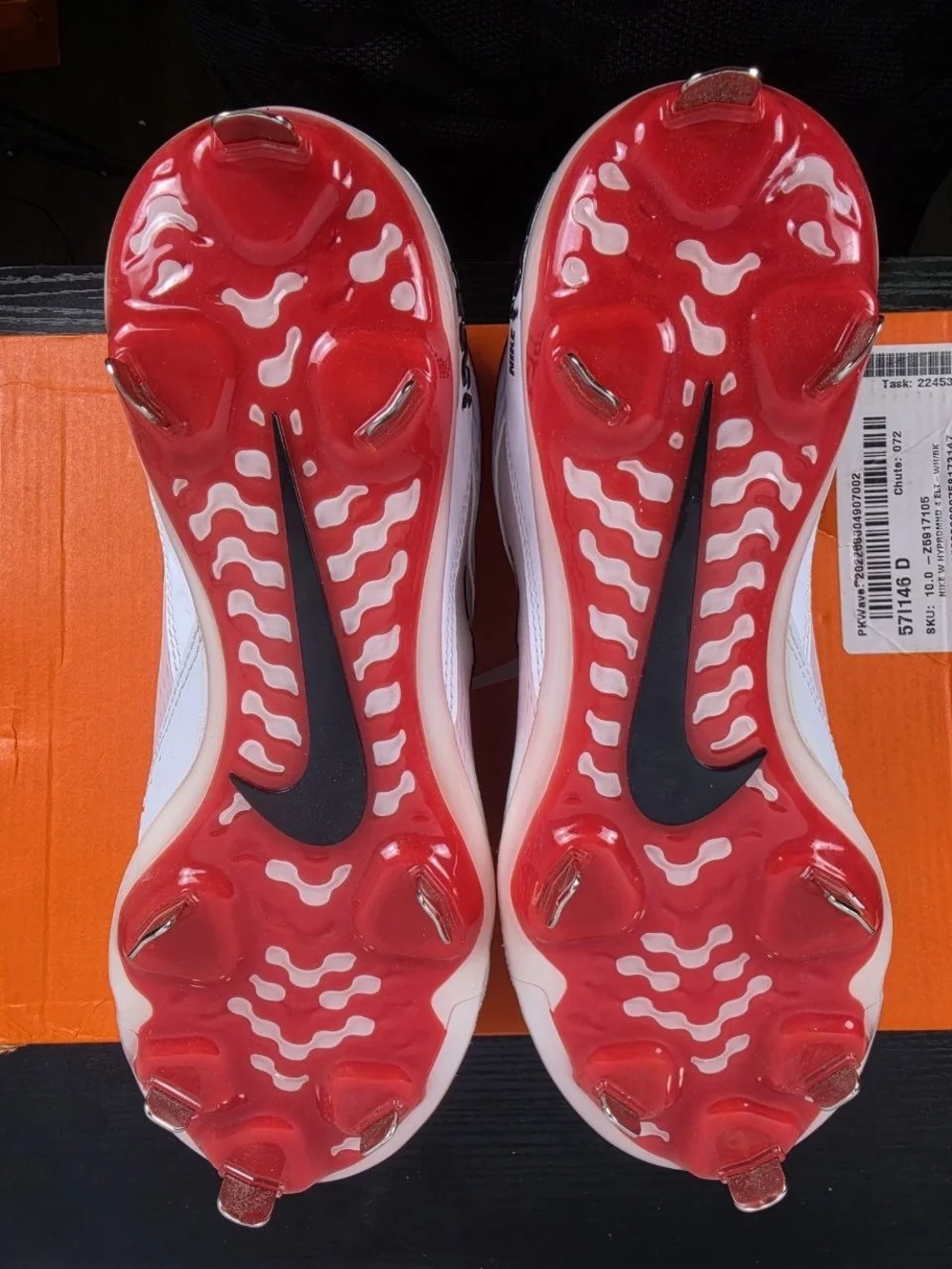 Nike Hyperdiamond 4 Elite Softball Cleats White Red CZ5917-105 Women's Size 10